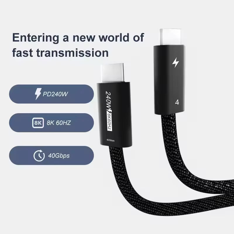 Thunderbolt 4 Cable USB Type C To Type C - 240W - 40 Gbps 8K