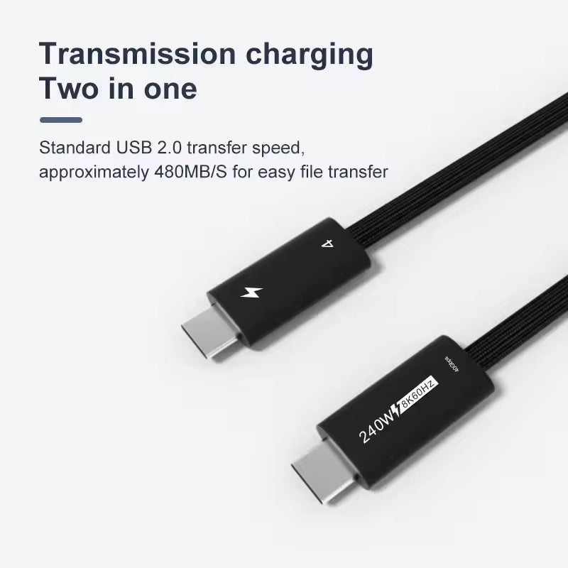 Thunderbolt 4 Cable USB Type C To Type C - 240W - 40 Gbps 8K
